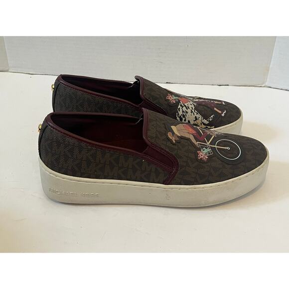 Women's Michael Kors Brown Merlot Teddi Slip On Flat Slide Shoes Size 7M - Picture 4 of 10